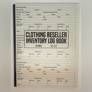 Clothing Reseller Inventory Log Book 120 Pages
